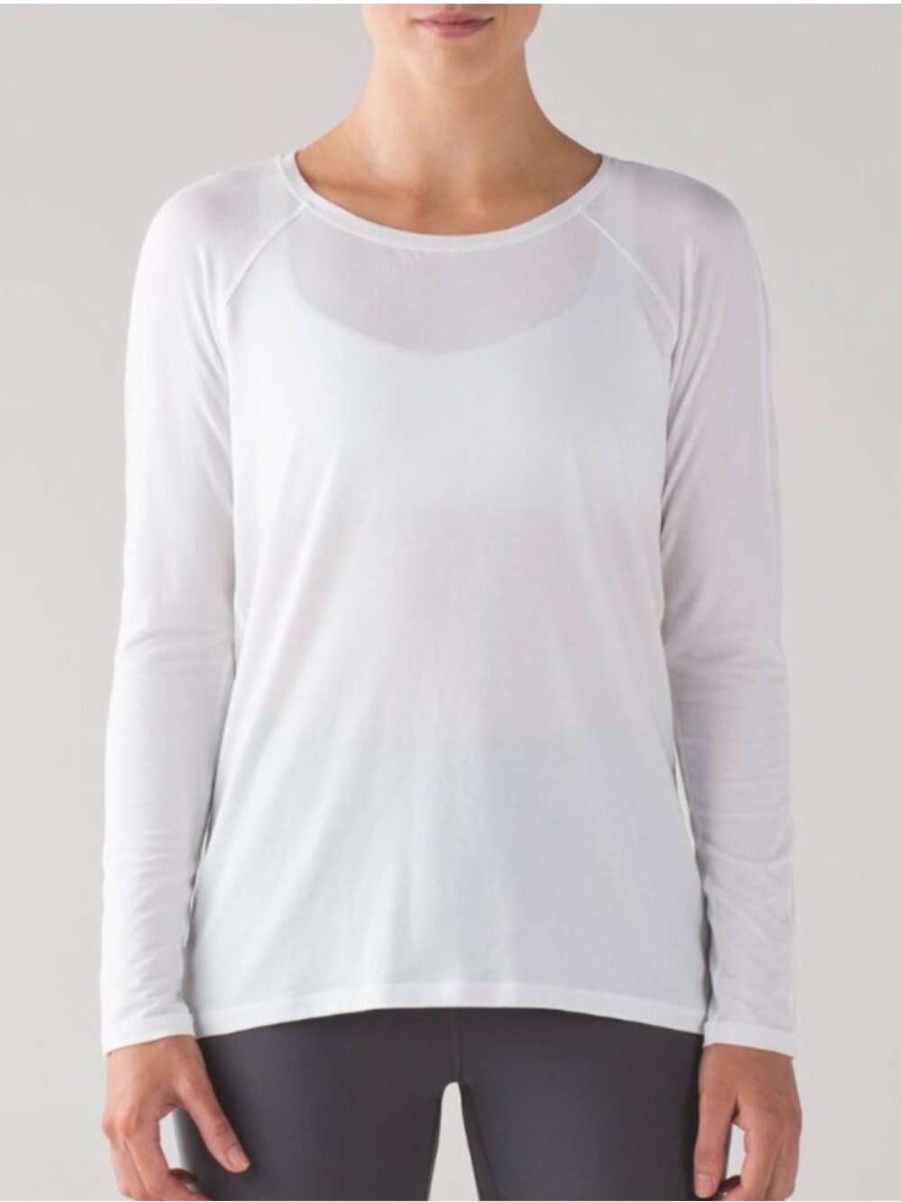 NWT Lululemon WHITE Long Sleeve Emerald Top Tee Pima Cotton Sz 10